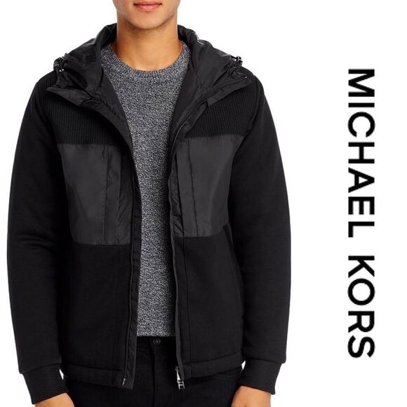 💲298 Michael Kors Men’s Mixed- Media Full Zip Medium Hoodie - Picture 1 of 8